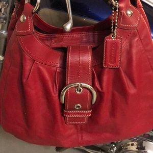 Red shoulder hobo bag